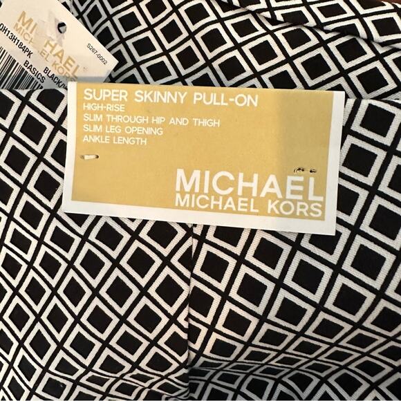Michael Kors Pants Medium $78 Stretch Slacks Diamond Print Black White NWT - Picture 5 of 13